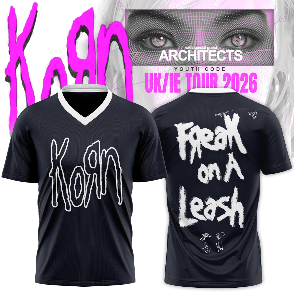 Korn Merch UK IE Tour 2026 Still A Freak Signature V-Neck Shirt Gifts Ideas For Metal Fans - Foxy23shop
