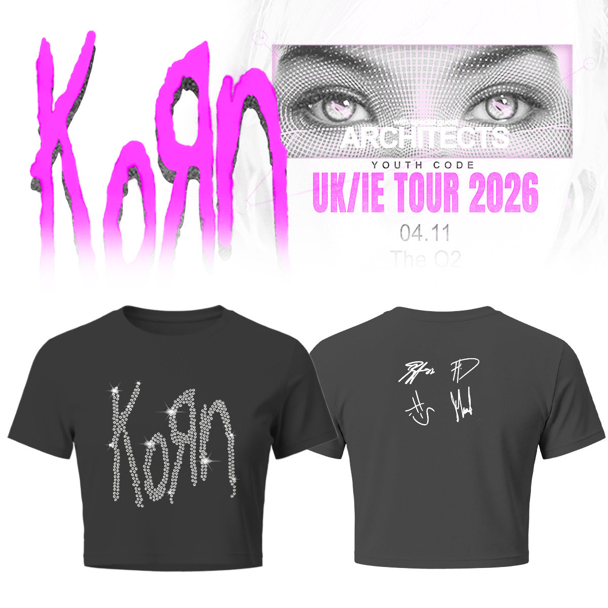 Korn Merch UK IE Tour 2026 Signature Cropped Shirt Presents Idea For Korn Lovers - Foxy23shop