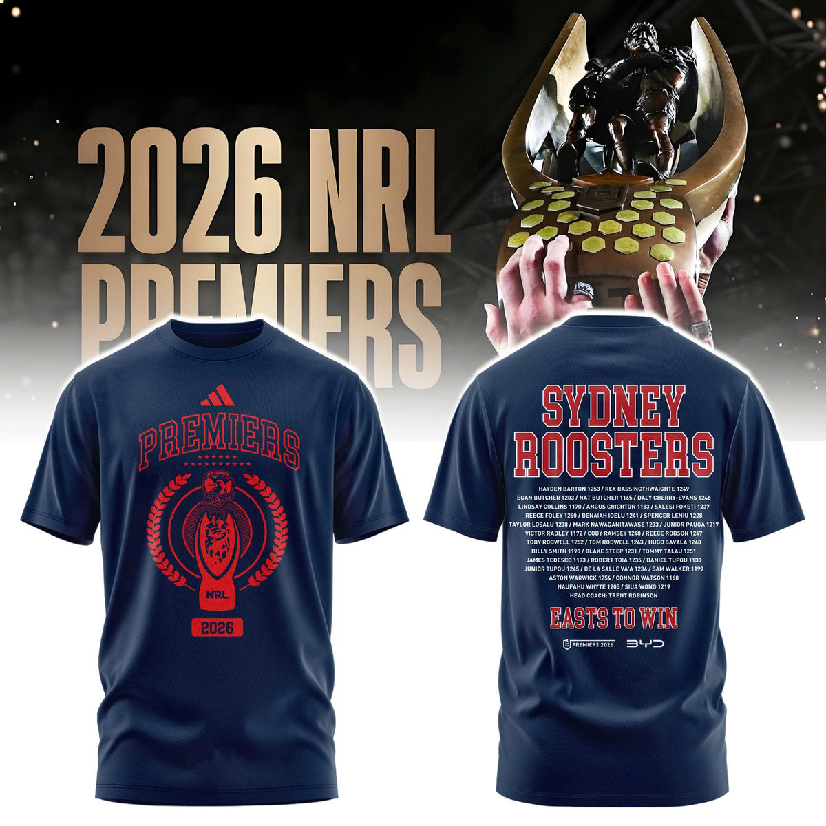 Sydney Roosters Premiers Champions 2026 T-Shirt Roosters Merch Gift For Loyal Fans - Foxy23shop