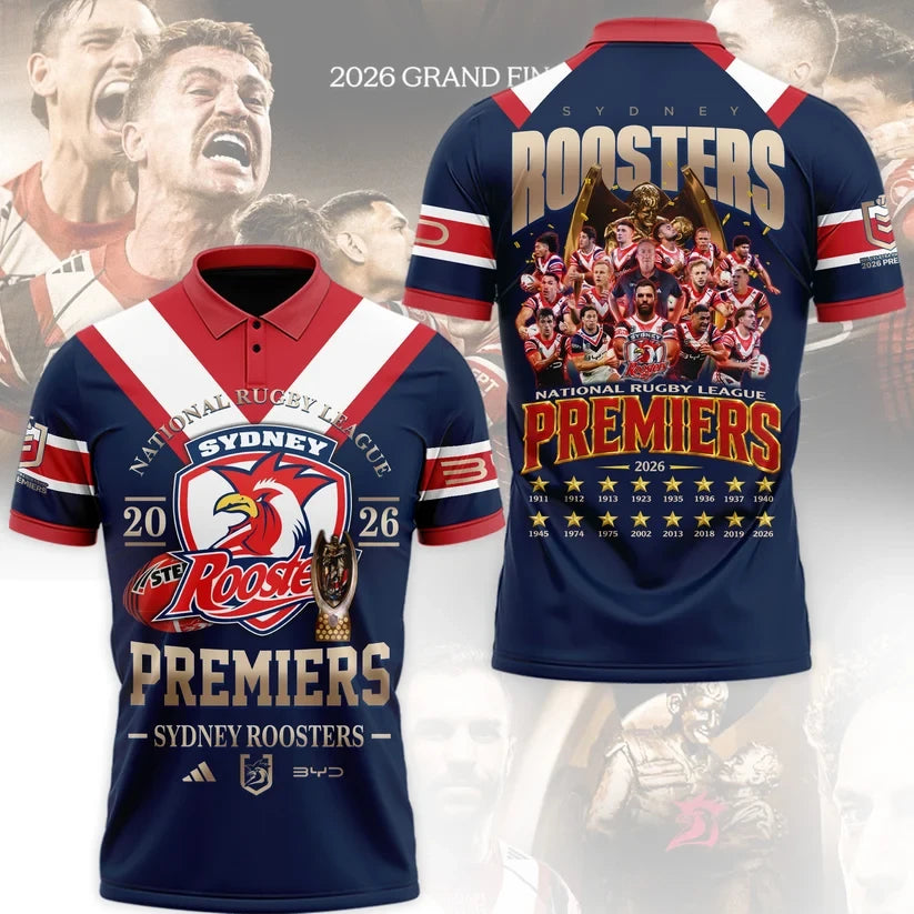 Sydney Roosters Premiers 2026 Polo Shirt Roosters Merch Rugby League Outfit Gift For Rugby Lovers - Foxy23shop