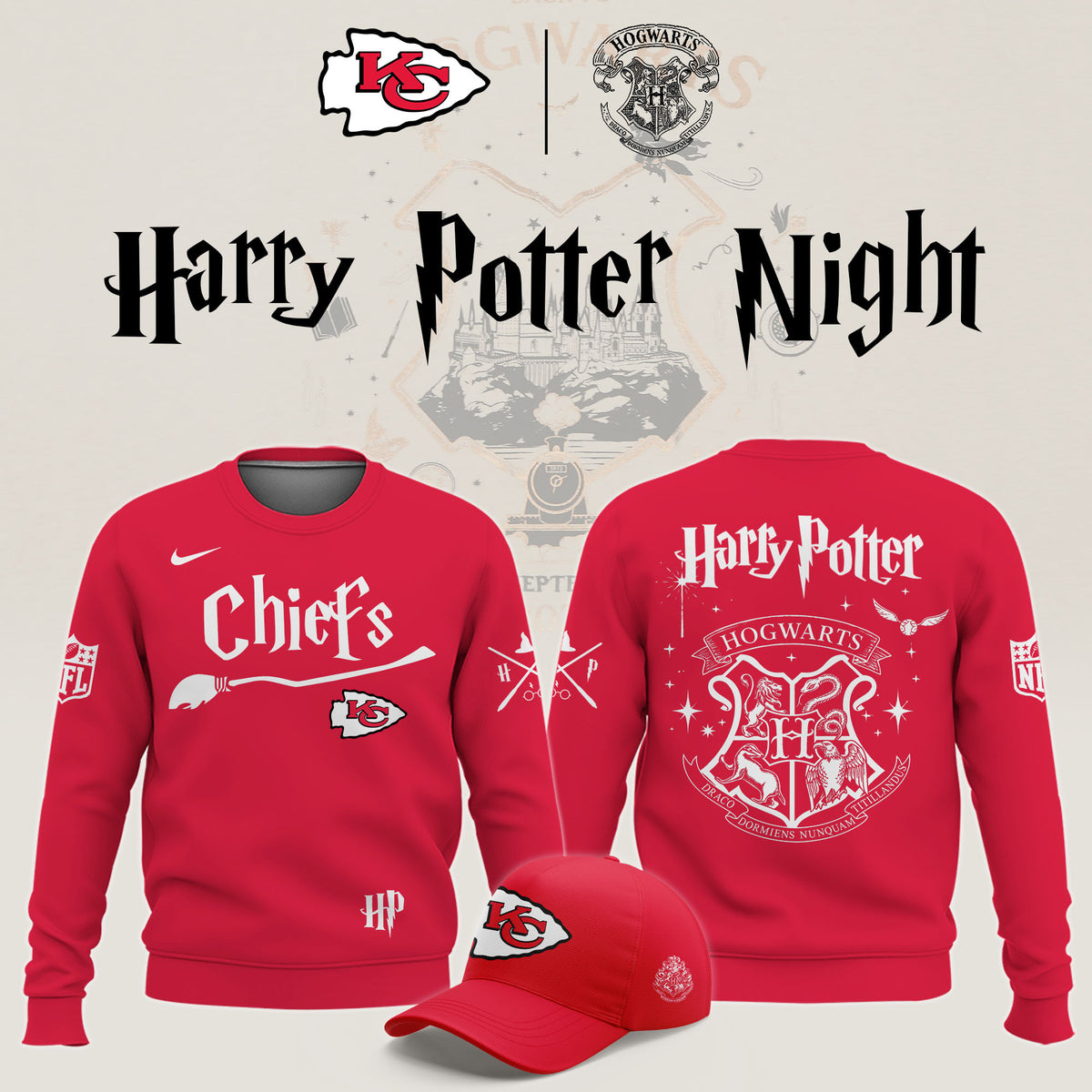 Kansas City Chiefs Merch X Harry Potter Night Sweatshirt Chiefs Football Clothing Gifts Ideas - Foxy23shop