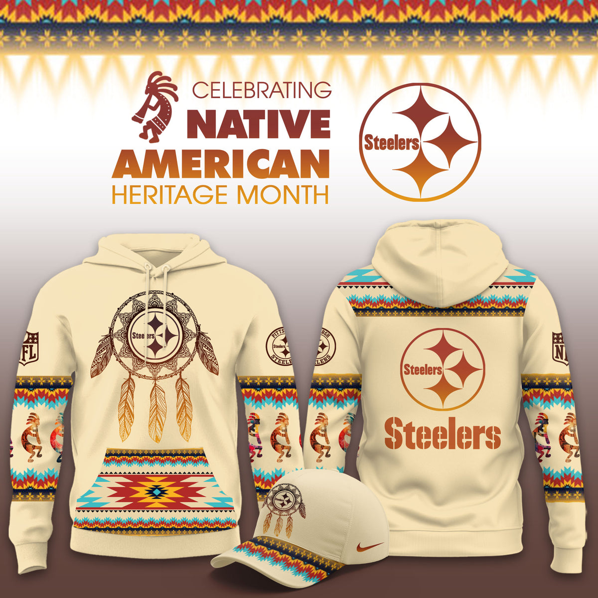 Pittsburgh Steelers x Native American Heritage Month Hoodie Pittsburgh Steelers Apparel Gift For Fans - Foxy23shop