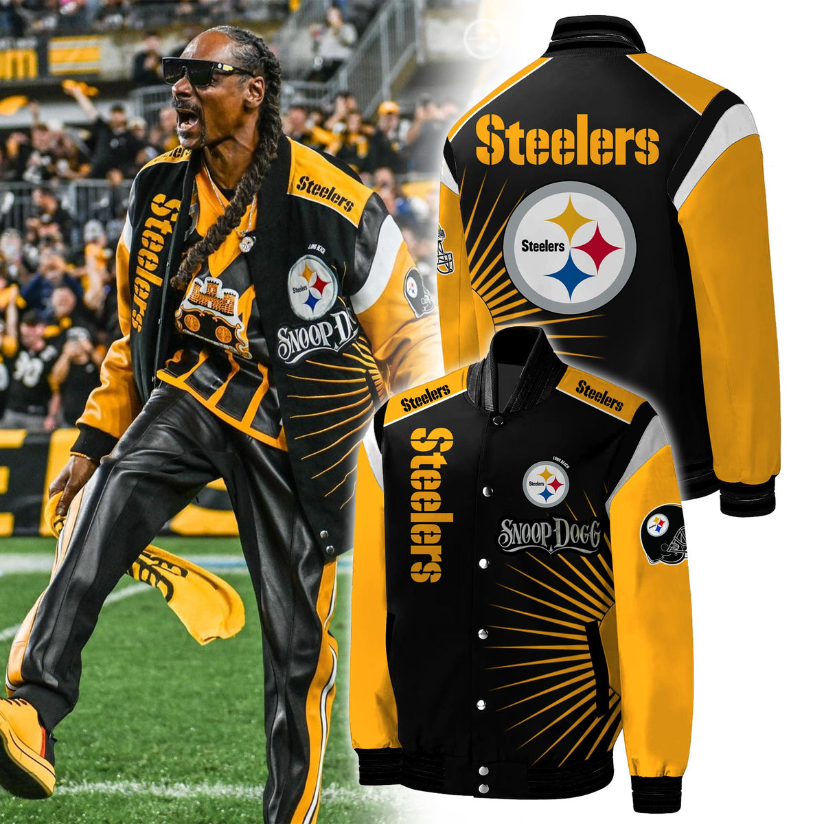 Pittsburgh Steelers X Snoop Dogg Jacket Pittsburgh Steelers Merch Football Fan Gear - Foxy23shop
