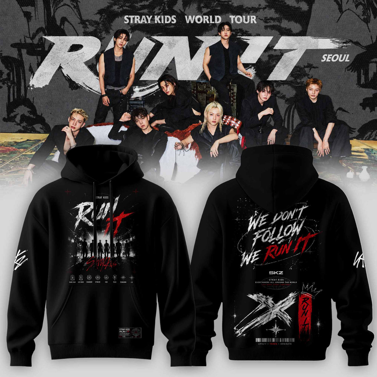 Stray Kids Run It World Tour 2026 Signed Hoodie Stray Kids Apparel Presents Idea For Stay - Foxy23shop