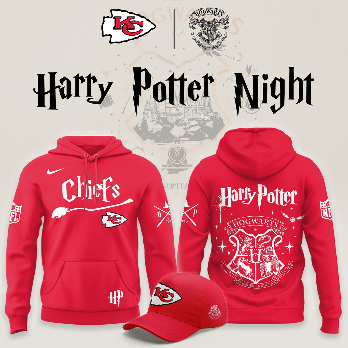 Kansas City Chiefs x Harry Potter Night Hoodie Kc Chiefs Apparel Football Fan Gear - Foxy23shop