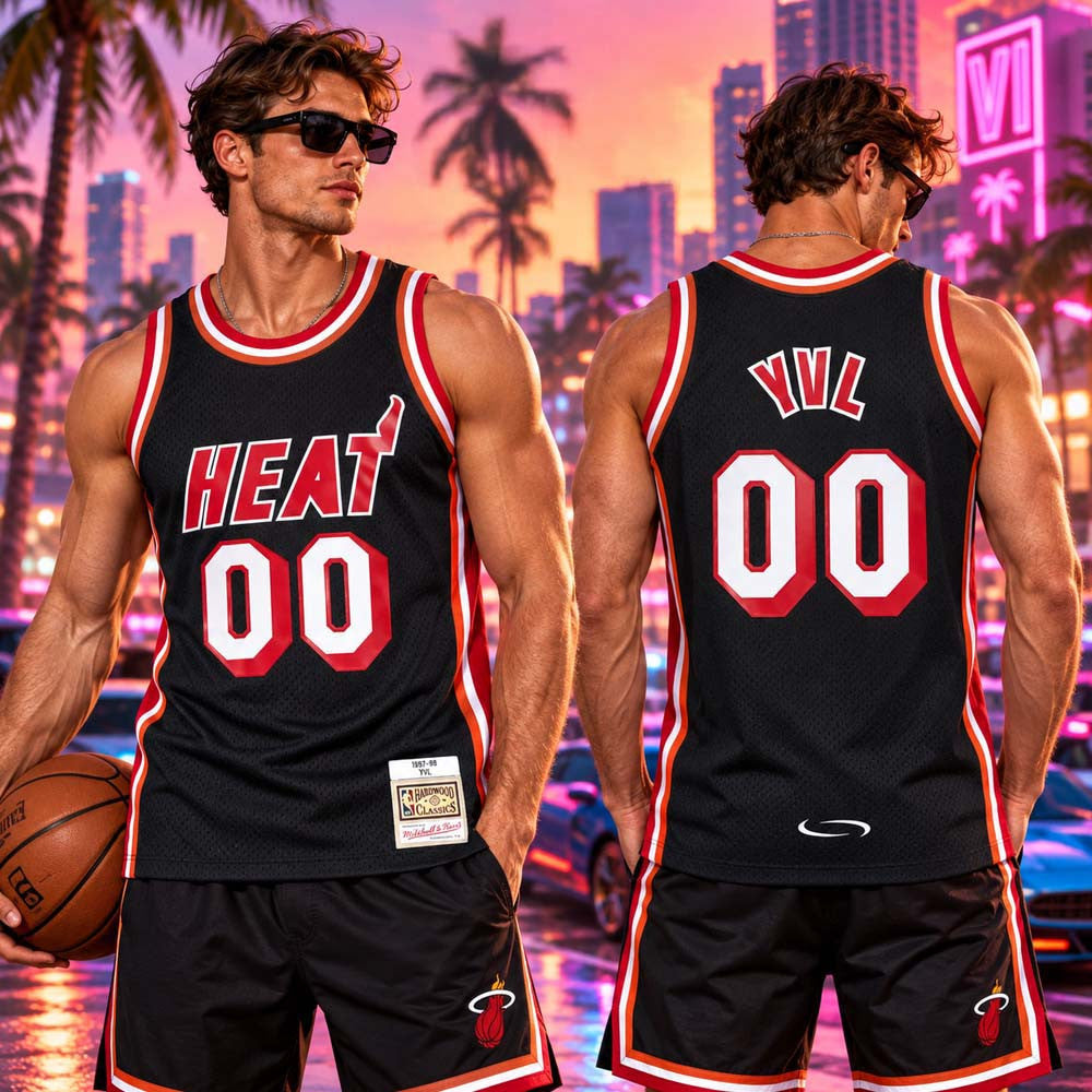 Custom Playboi Carti X Mitchell Ness NBA 1996 97 Miami Heat Basketball Jersey Best Gifts For Music Lovers - Foxy23shop