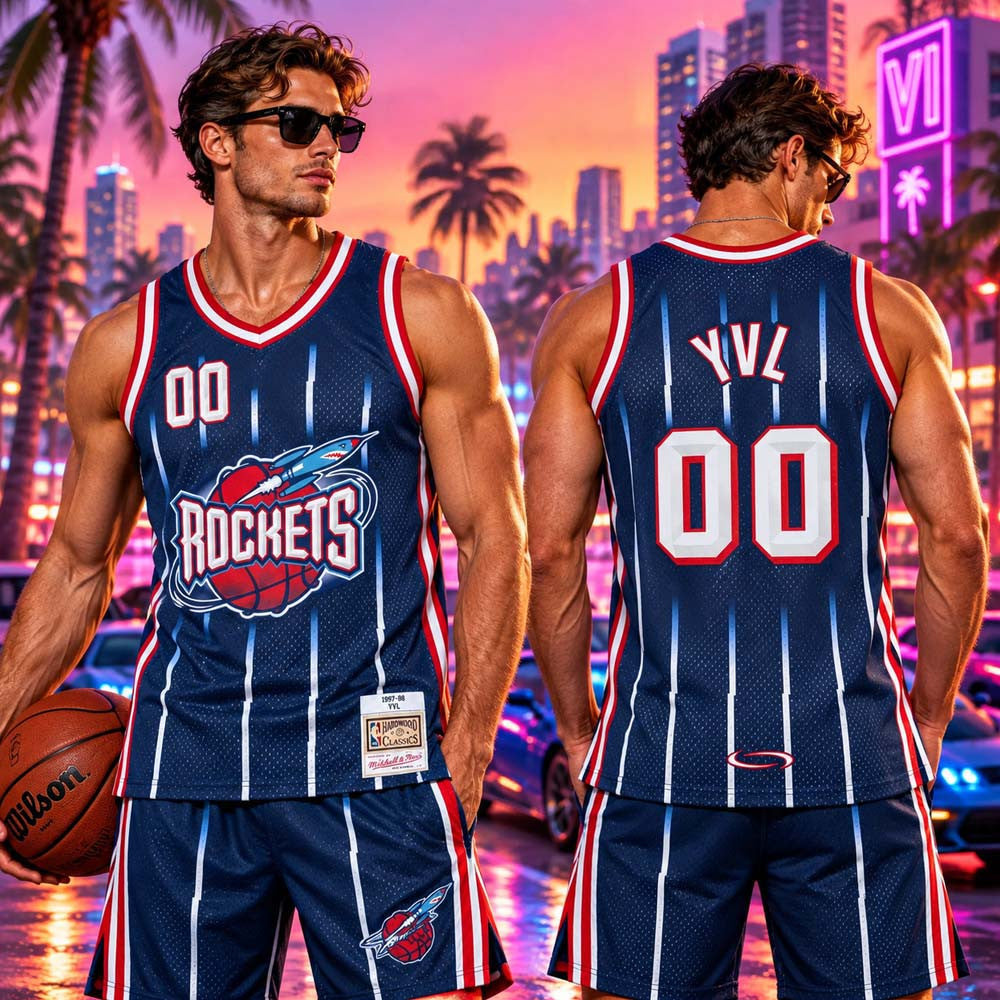 Personalized Playboi Carti X Mitchell Ness Merch NBA 1999 Houston Rockets Jersey Gifts For Fans - Foxy23shop