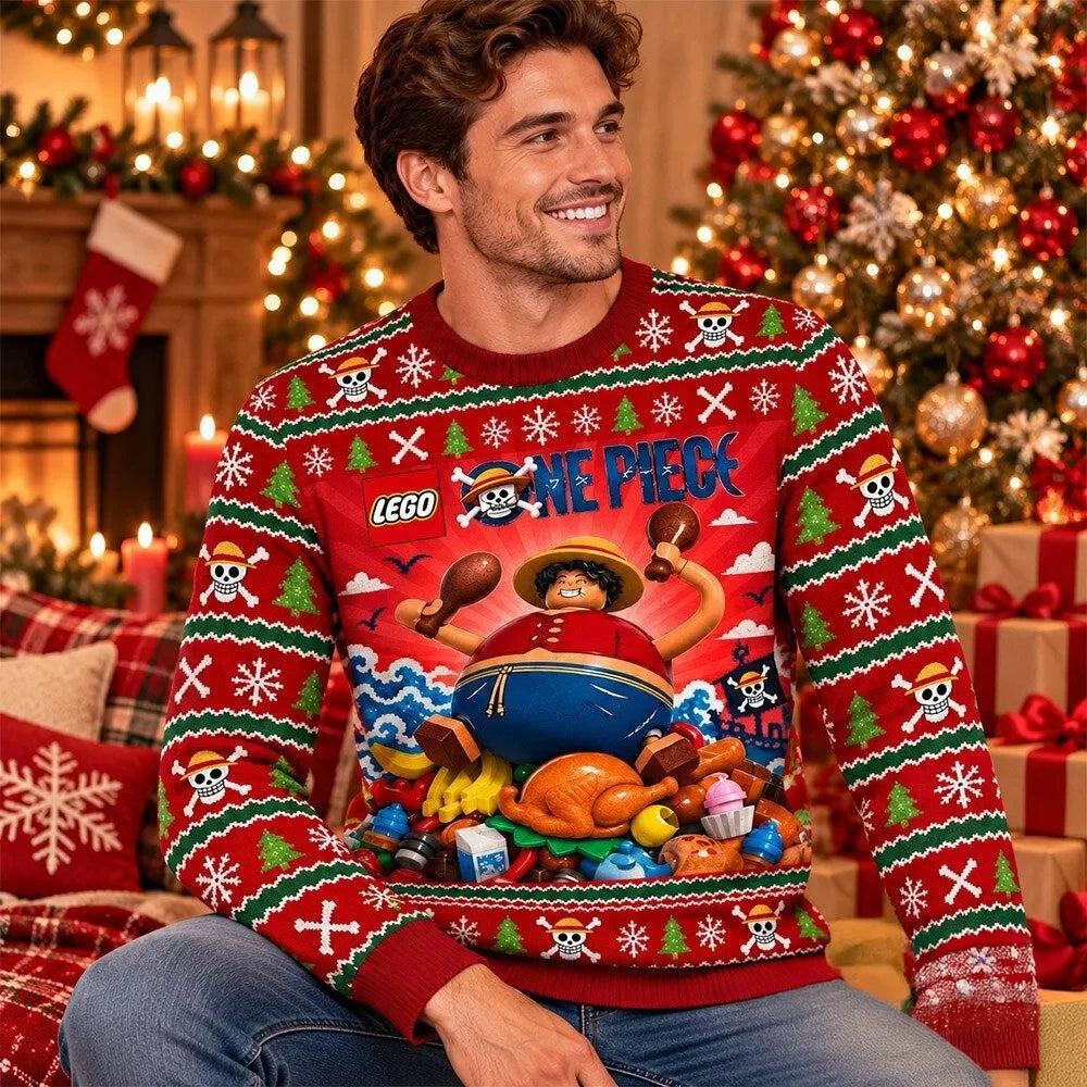 Lego One Piece Lucky Roux Funny Christmas Ugly Sweater Xmas Gifts For Anime Lovers - Foxy23shop