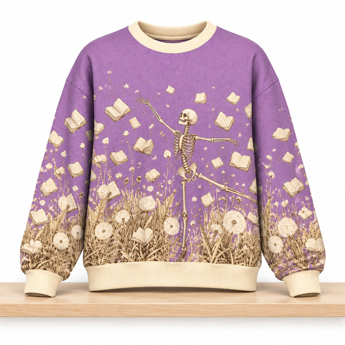 Dancing Skeleton Books And Dandelions Christmas 2026 Ugly Sweater Funny Gifts For Bookworms - Foxy23shop