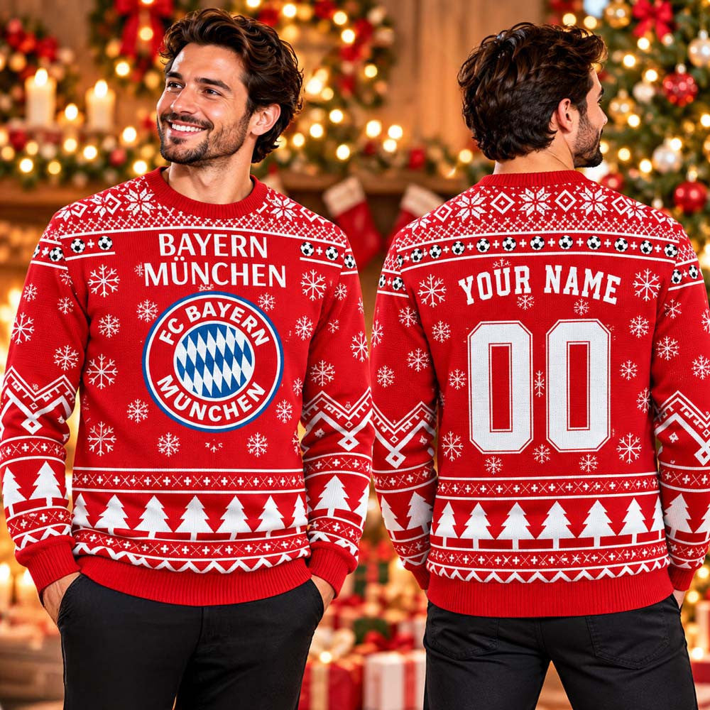 Personalized FC Bayern Munchen Ugly Sweater Christmas Gifts For Bayern Munchen Fans - Foxy23shop