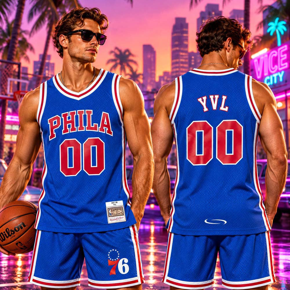 Custom Playboi Carti x Mitchell Ness Merch Philadelphia 79ers Jersey Gifts For 79ers Fans - Foxy23shop