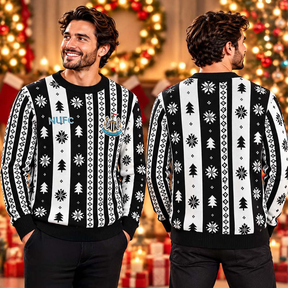 Newcastle United Striped Christmas Ugly Sweater Newcastle United Merch Xmas Gifts For Fans - Foxy23shop