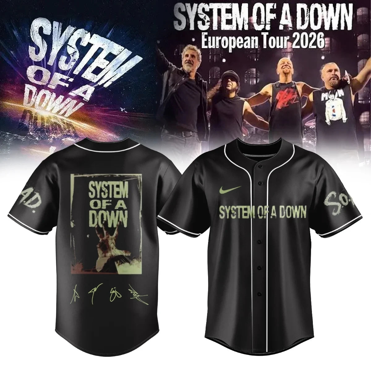 System Of A Down Merch European Tour 2026 Jersey Presents For Boyfriend - Foxy23shop