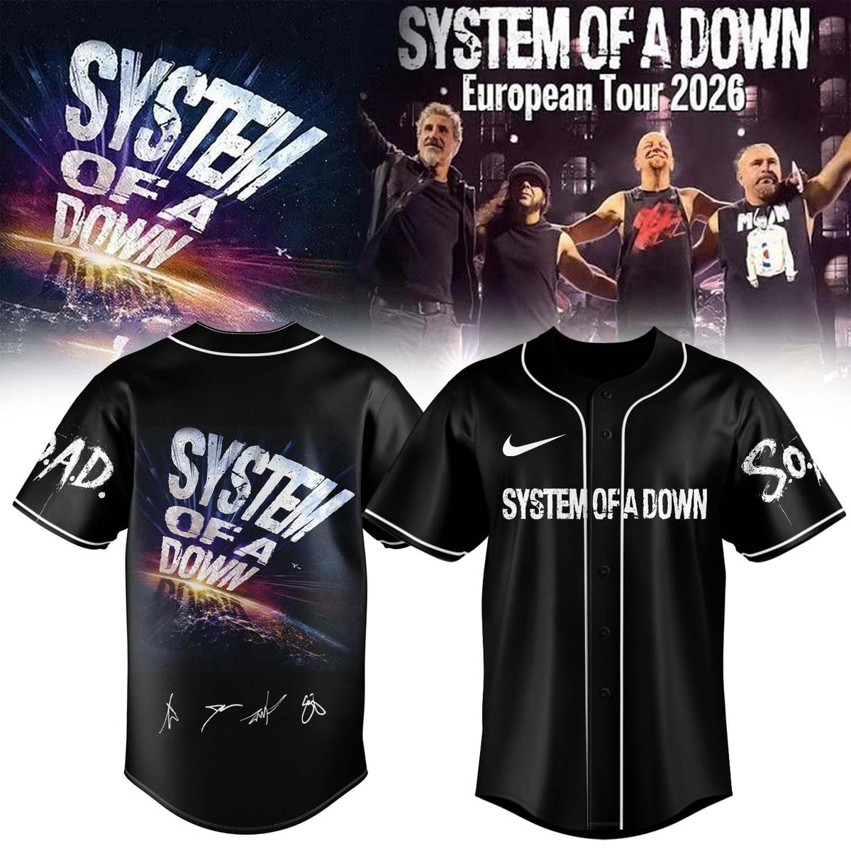 System Of A Down Merch European Tour 2026 Baseball Jersey Best Fan Gifts - Foxy23shop