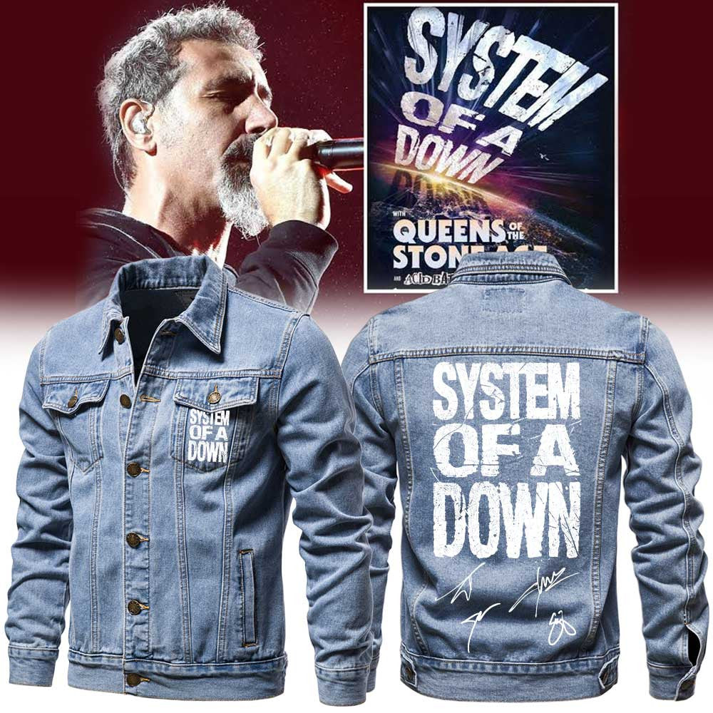 System Of A Down Merch European Tour 2026 Denim Jacket Present For Metalheads - Foxy23shop