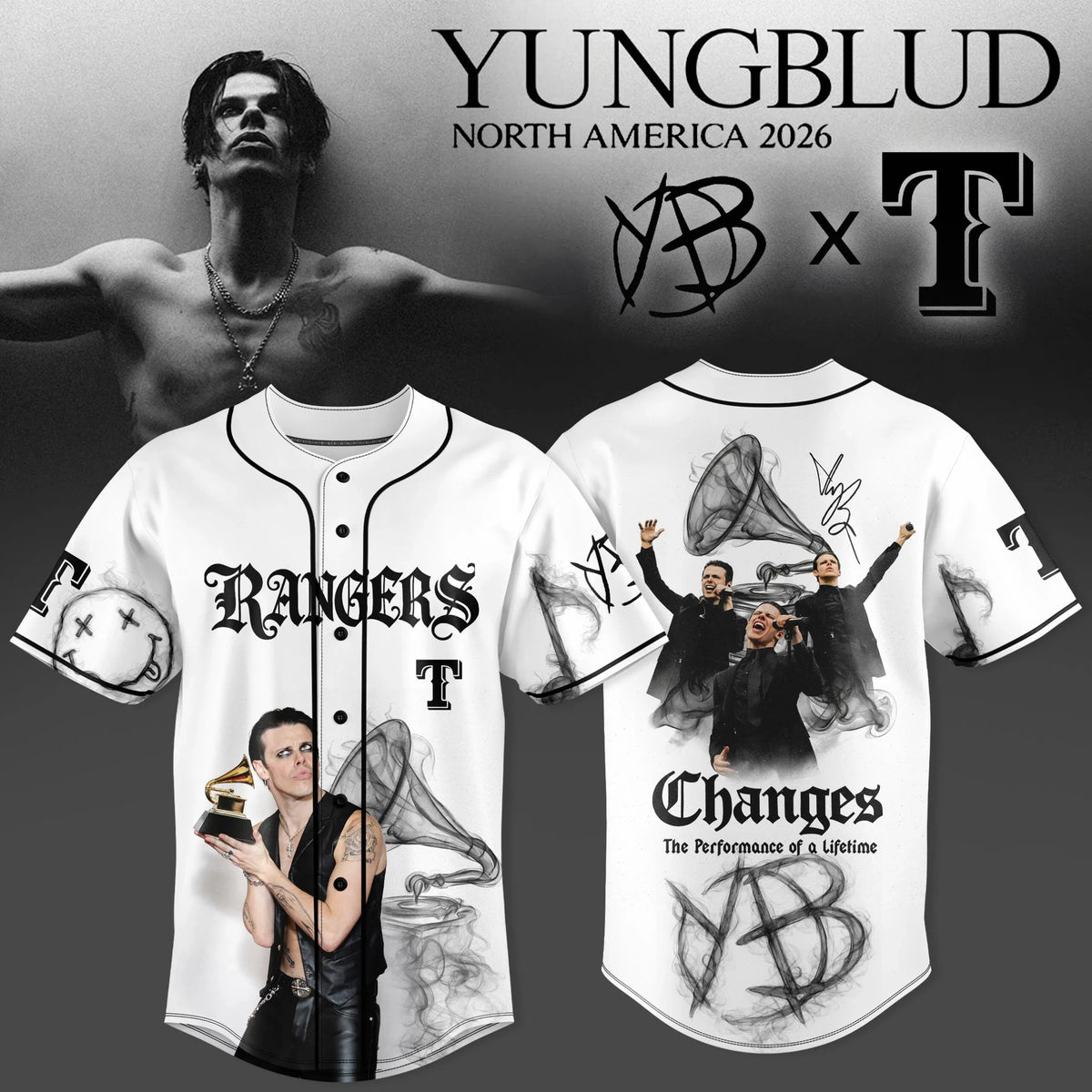 Texas Rangers X Yungblud Merch Idols World Tour 2026 Jersey Gifts For Rangers Fans - Foxy23shop