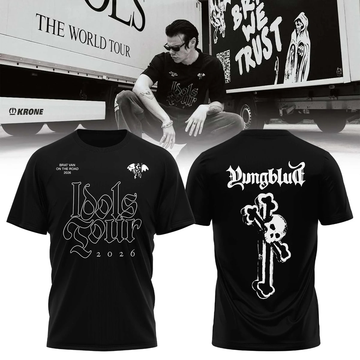 Yungblud Merch Idols World Tour 2026 Black T-Shirt Black Hearts Club Present Idea - Foxy23shop