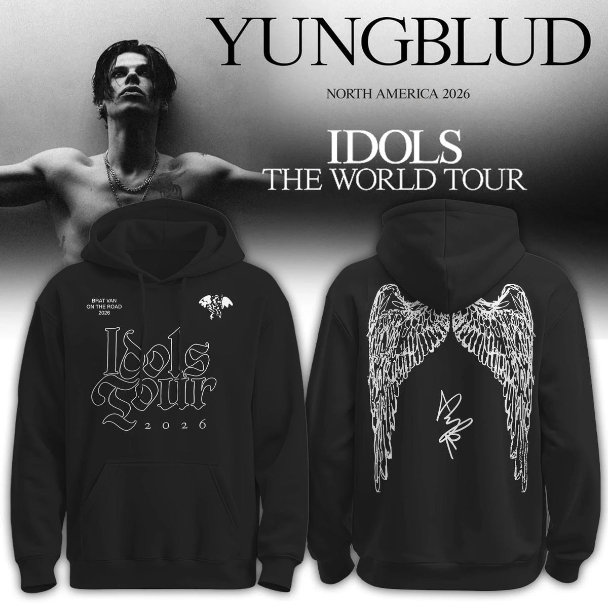 Yungblud Merch Idols World Tour 2026 Wings Hoodie Best Gifts For Yungblud Lover - Foxy23shop