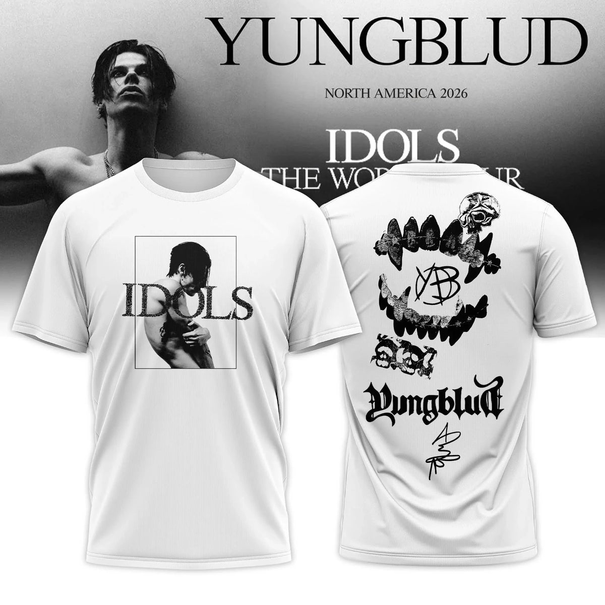 Yungblud Merch Idols World Tour 2026 Signed Shirt Presents For Black Hearts Club - Foxy23shop