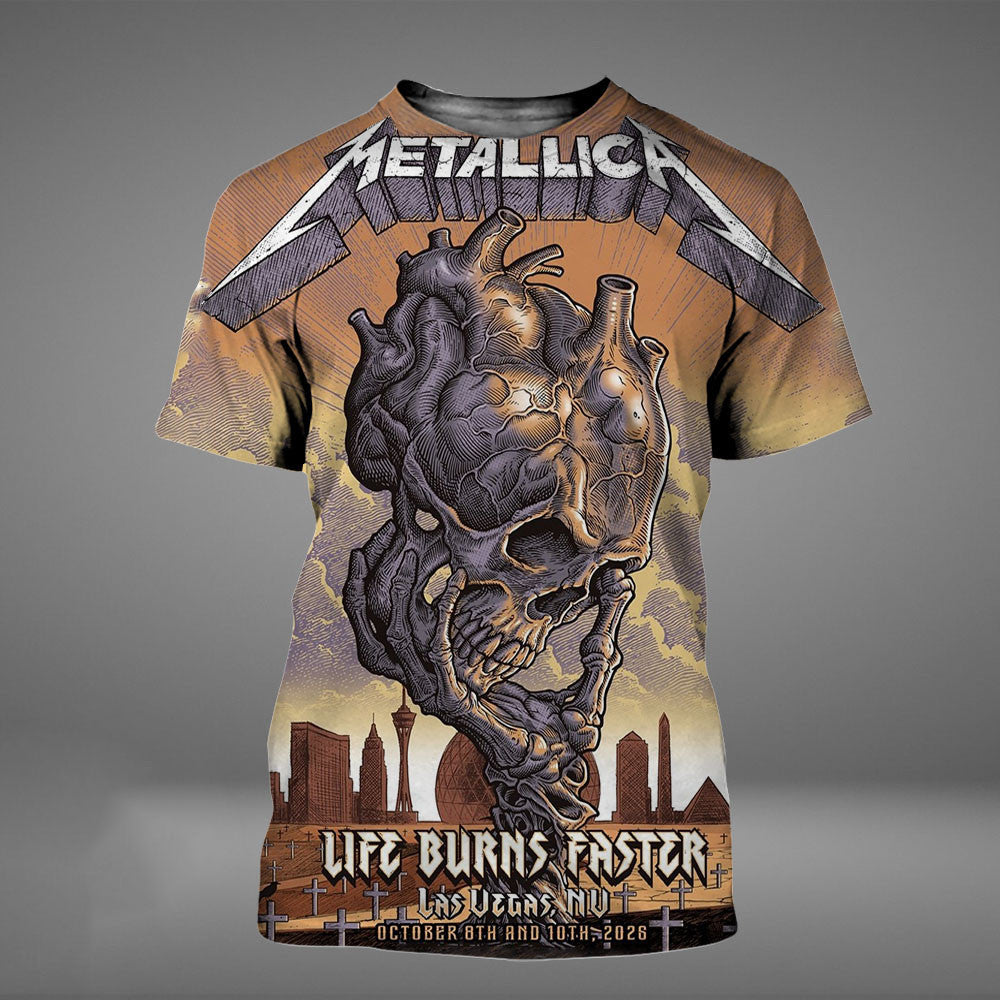 Metallica Life Burns Faster Tour Las Vegas NV 2026 Concert T-Shirt Metallica Merch Gifts For Brother - Foxy23shop
