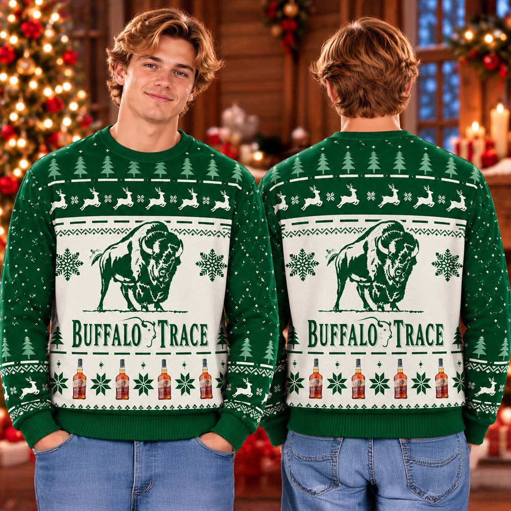 Buffalo Trace Green Reindeer Christmas Ugly Sweater Christmas Merch Xmas Gifts For Him - Foxy23shop