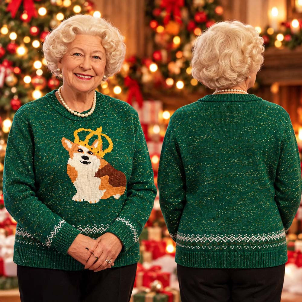 Royal Corgi Crown Queen Elizabeth II Ugly Christmas Sweater Xmas Gifts For Corgi Dog Lovers - Foxy23shop