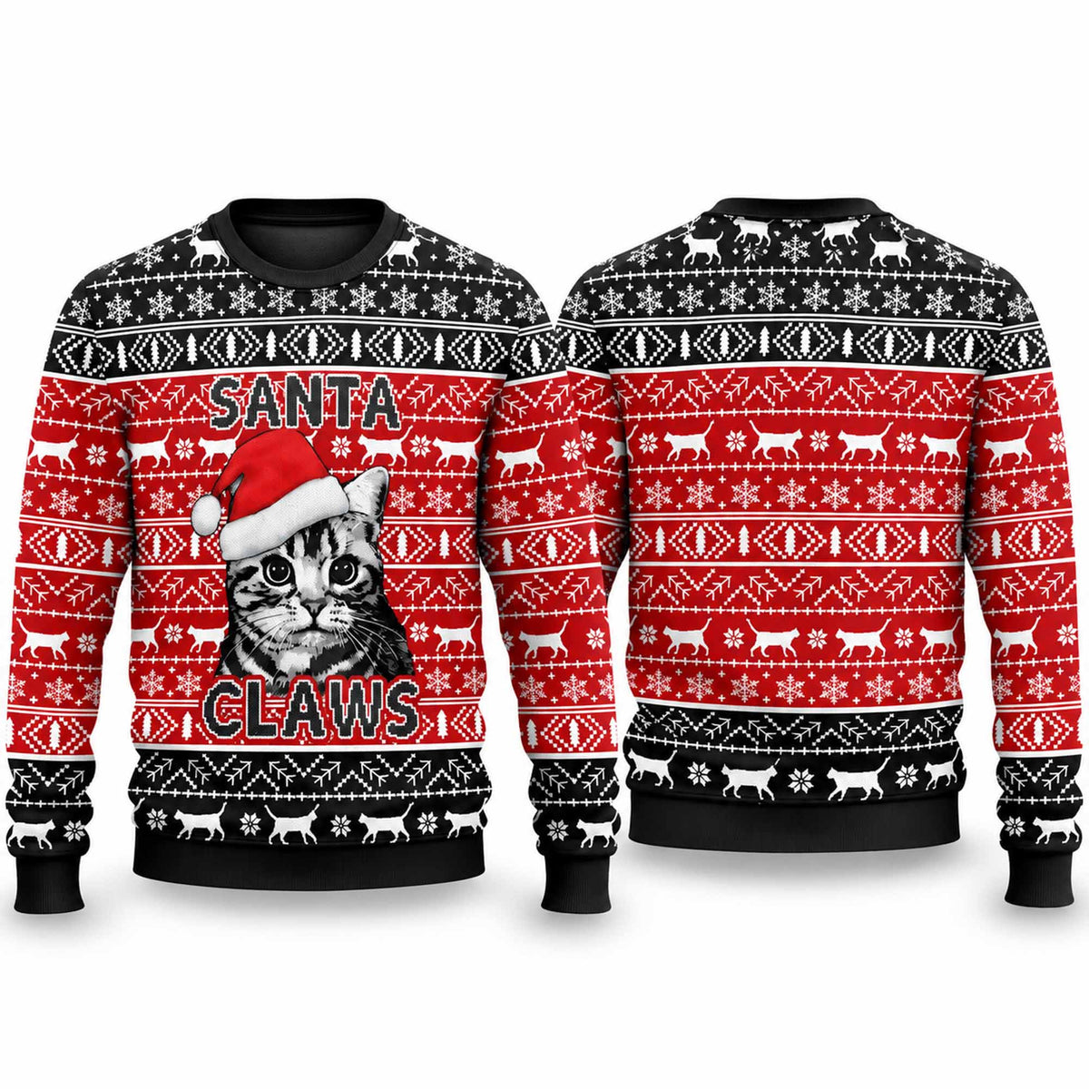 Christmas Santa Claws Cat Ugly Sweater Xmas Clothing Christmas Gifts For Cat Lover - Foxy23shop