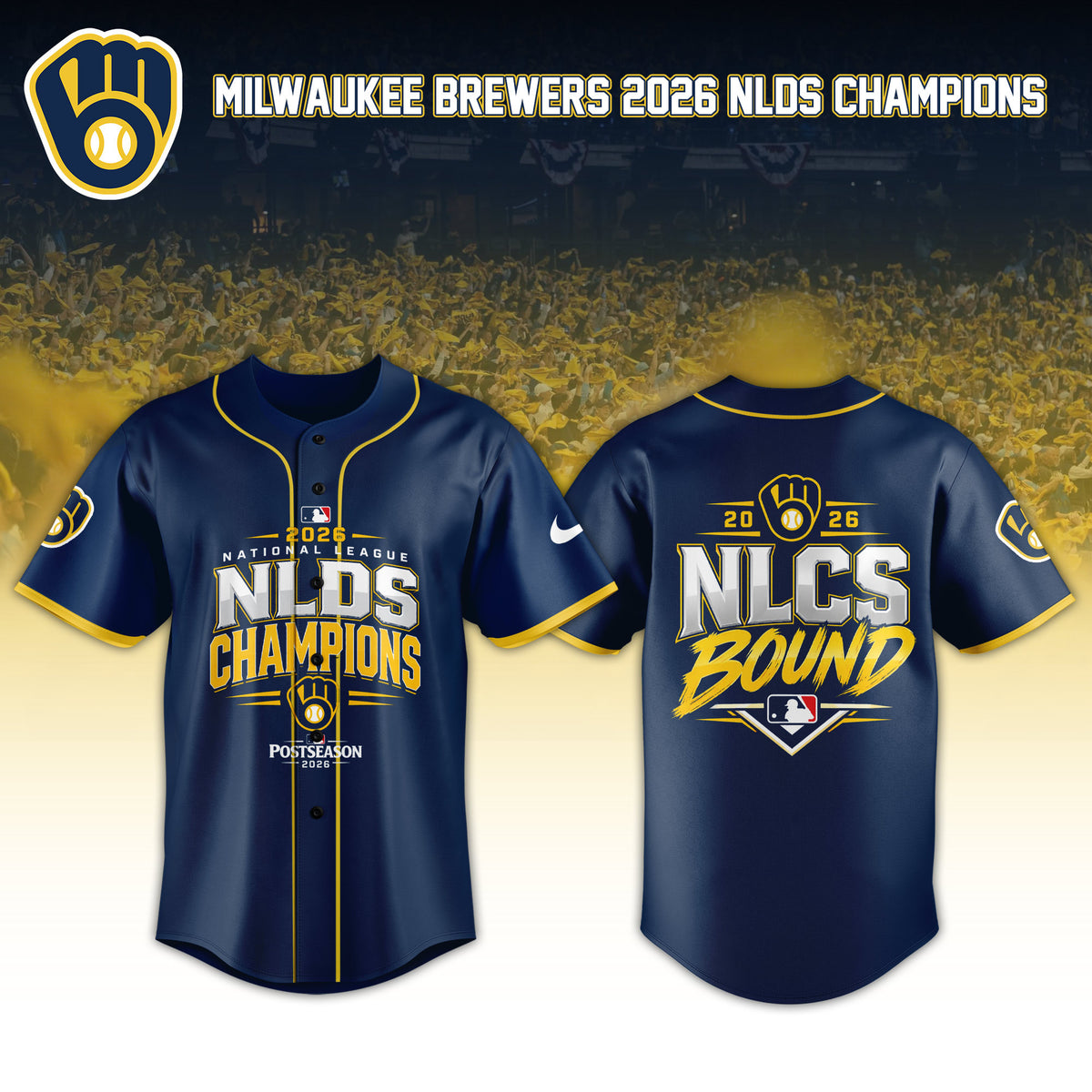 Milwaukee Brewers 2026 NLDS Champions Jersey Milwaukee Brewers Merch Fan Gear - Foxy23shop