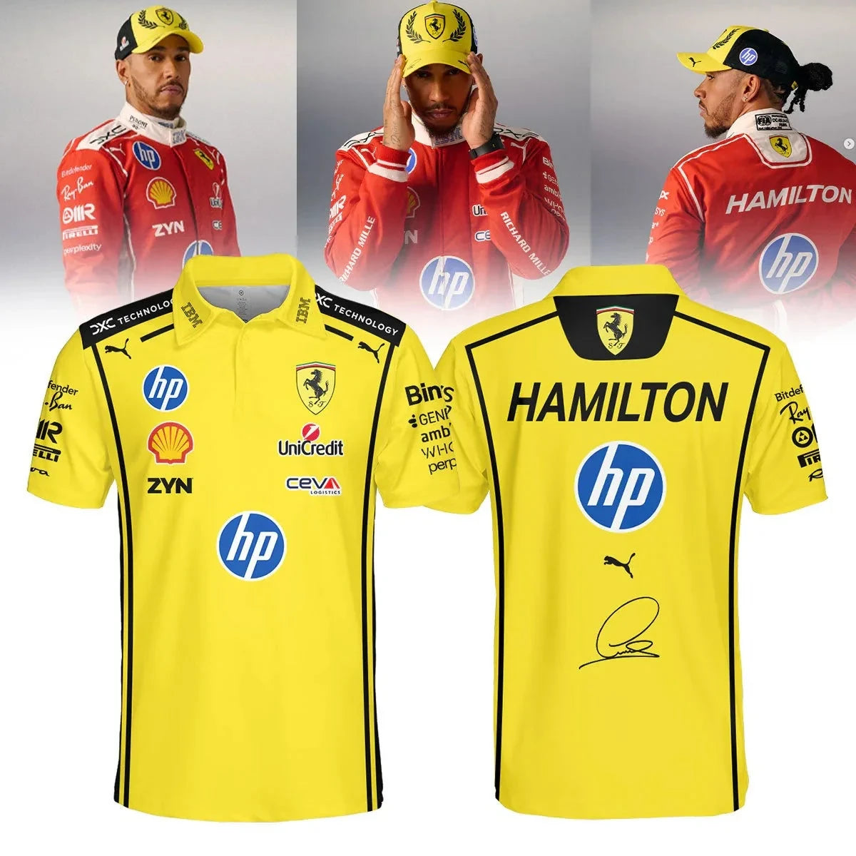 Lewis Hamilton Polo Shirt Scuderia Ferrari Merch Special Gift For F1 Fans - Foxy23shop