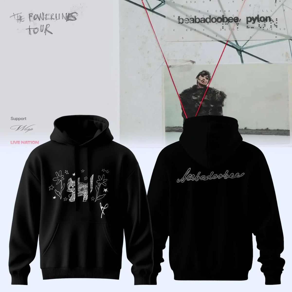 Beabadoobee Merch The Powerlines Tour Hoodie Beabadoobee Apparel Music Lover Gifts - Foxy23shop