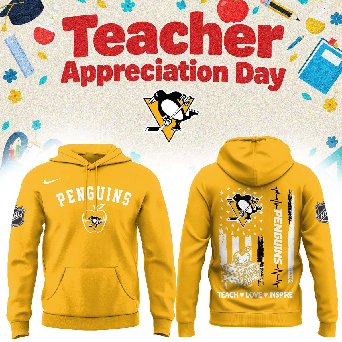 Pittsburgh Penguins X Teacher Appreciation Day Hoodie Pittsburgh Penguins Apparel Hockey Fan Gear - Foxy23shop