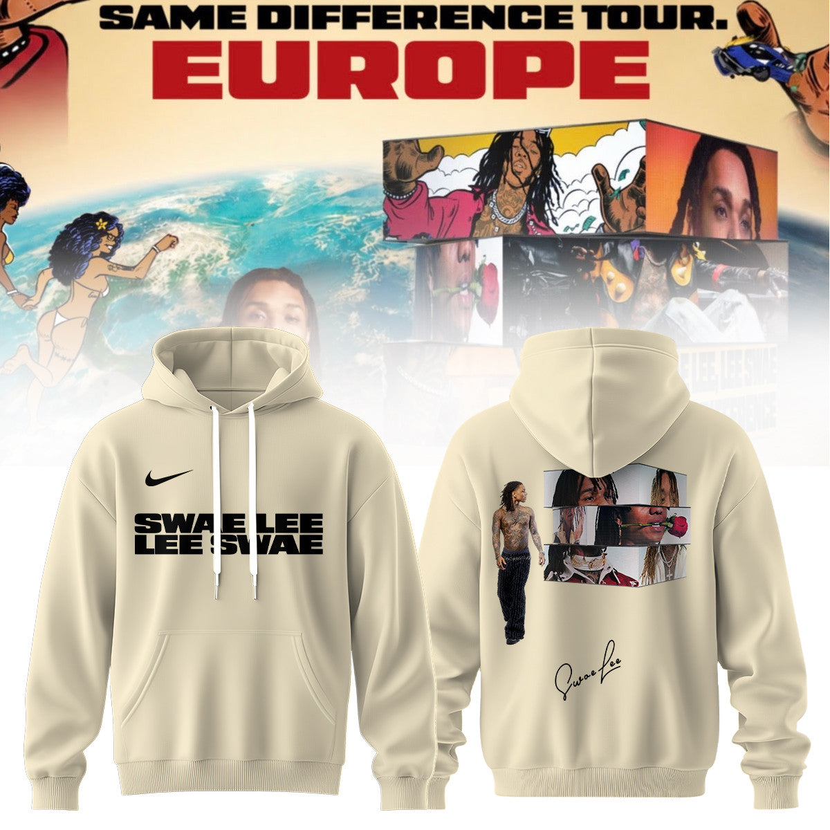 Swae Lee Merch Same Difference Tour Europe Hoodie Swae Lee Hooded Sweatshirt - Foxy23shop