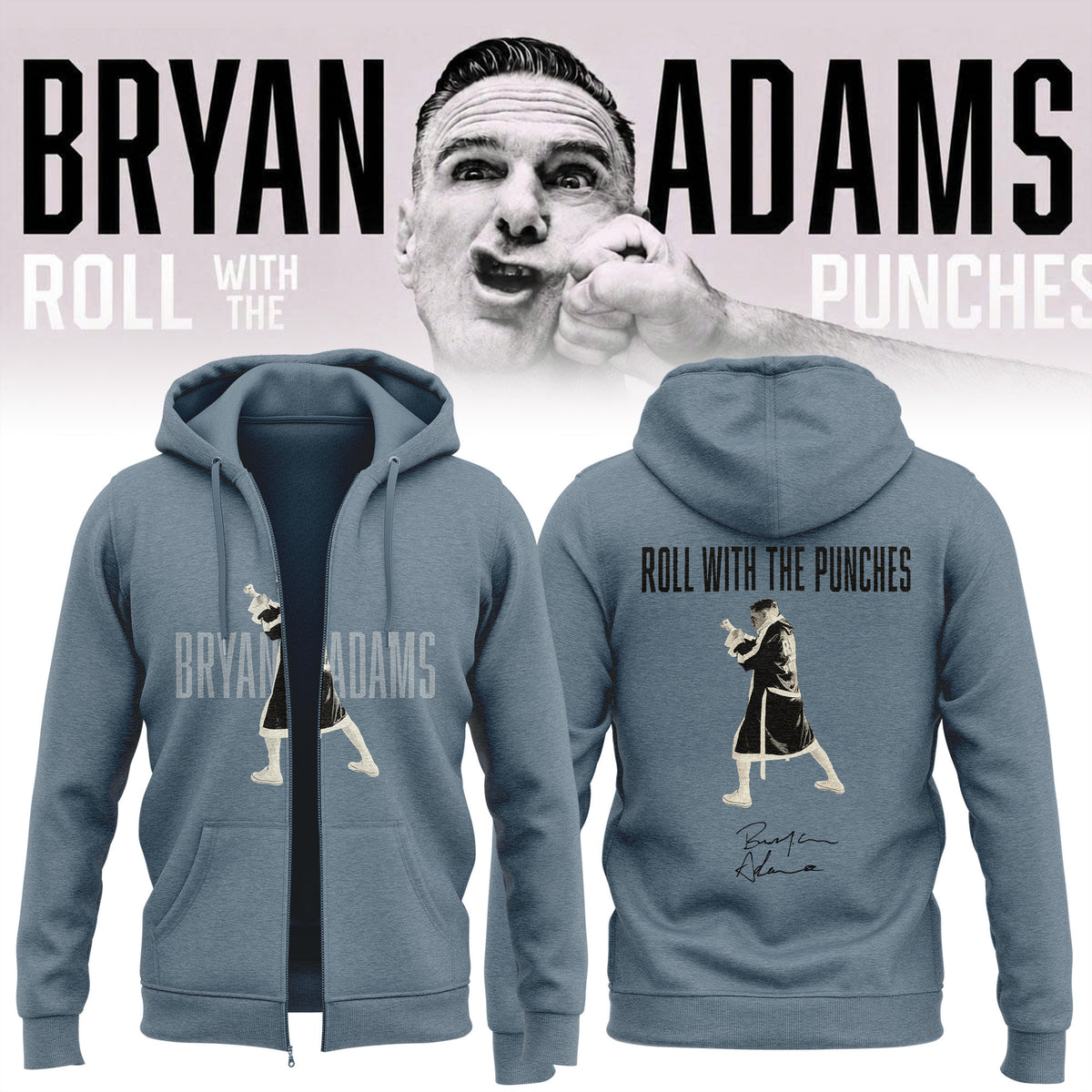 Bryan Adams Merch Roll With The Punches Tour 2026 27 Hoodie Best Bryan Adams Clothing - Foxy23shop