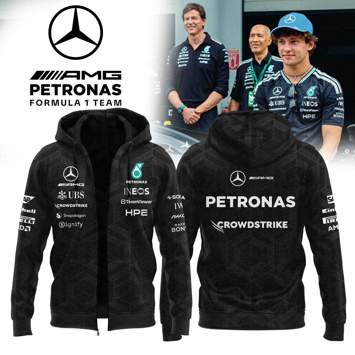 Mercedes Merch Kimi Antonelli Mercedes AMG Petronas F1 Team Zip Hoodie Gifts For Formula 1 Fans - Foxy23shop