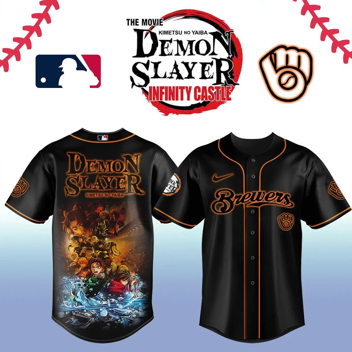 Demon Slayer Milwaukee Brewers 2026 Jersey Milwaukee Brewers Gear Gifts For Anime Lovers - Foxy23shop