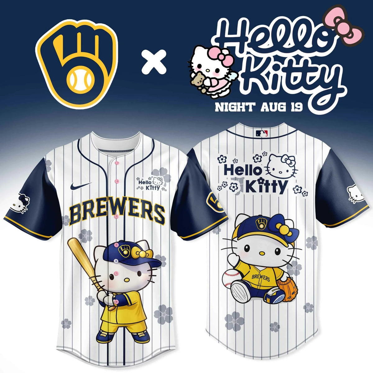 Milwaukee Brewers X Hello Kitty Night 2026 Jersey Milwaukee Brewers Merch Gifts For Fans - Foxy23shop