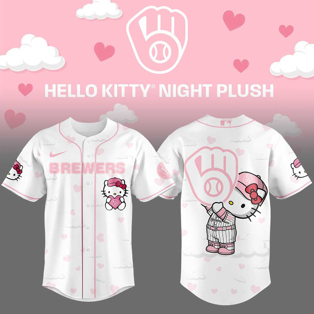 Milwaukee Brewers X Hello Kitty Night Plus Jersey 2026 Brewers Apparel Gifts For Fans - Foxy23shop