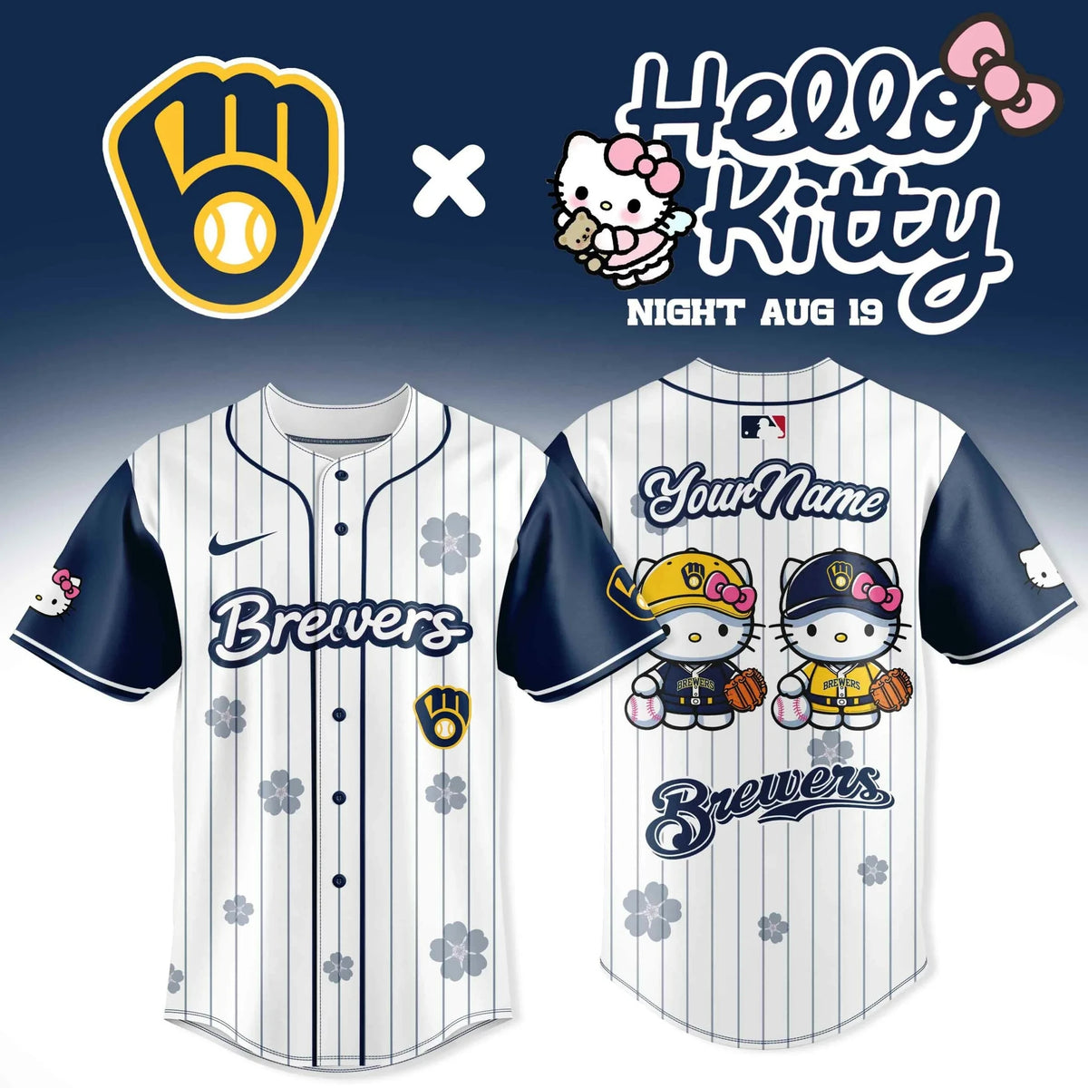Milwaukee Brewers X Hello Kitty Night 2026 Jersey Milwaukee Brewers Merch - Foxy23shop