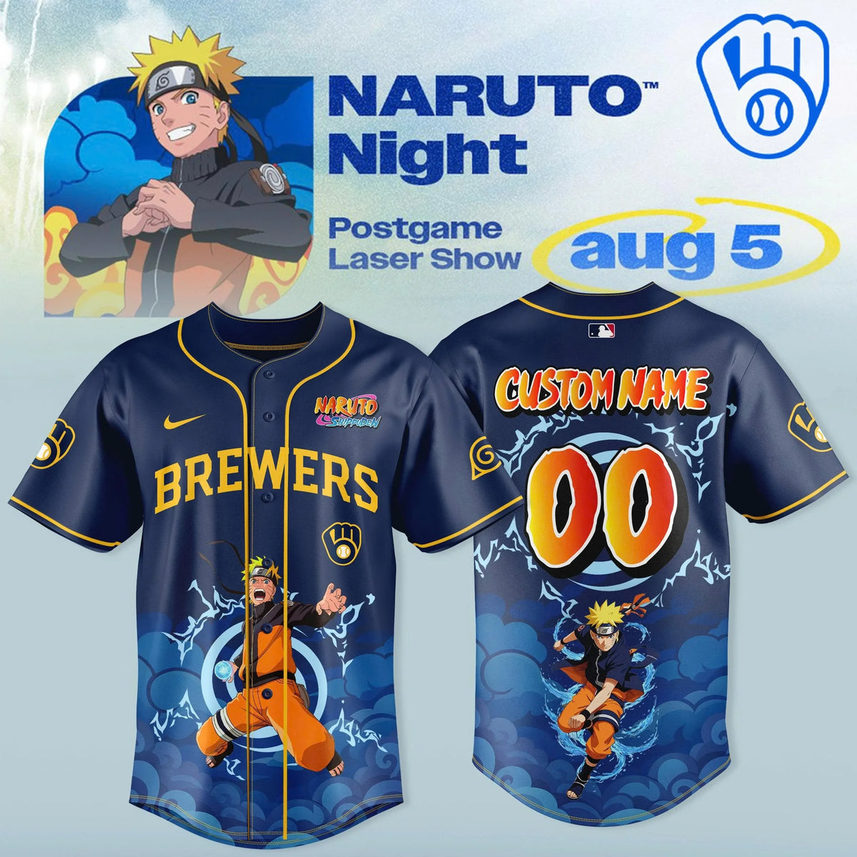Custom Milwaukee Brewers X Naruto Night 2026 Jersey Milwaukee Brewers Merch Gift For Brother - Foxy23shop