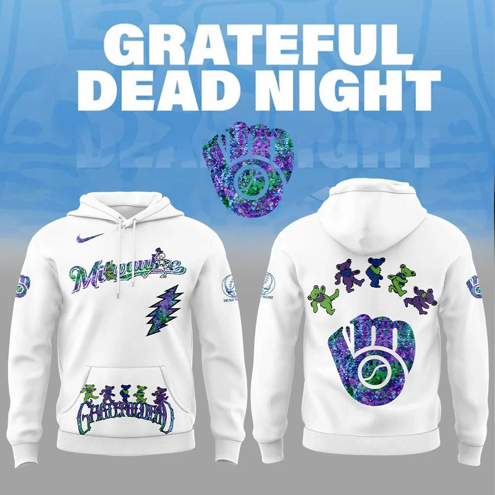 Milwaukee Brewers Grateful Dead Night Hoodie Milwaukee Brewers Hooded Sweatshirt - Foxy23shop