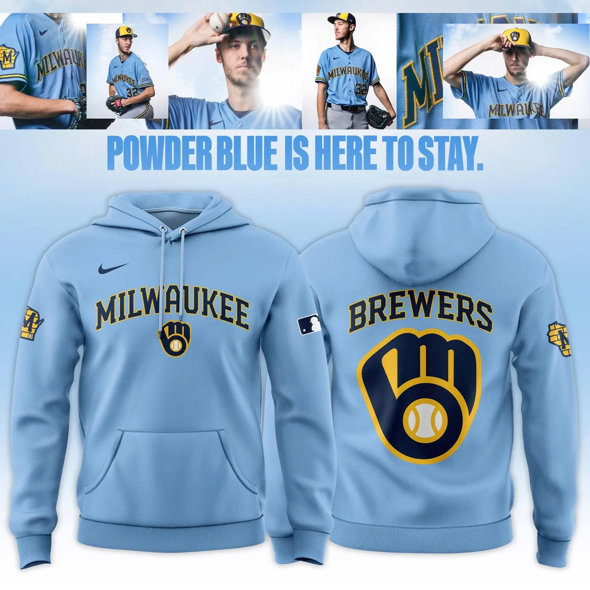 Milwaukee Brewers 2026 Powder Blue Hoodie 2026 Brewers Apparel Fan Gifts - Foxy23shop