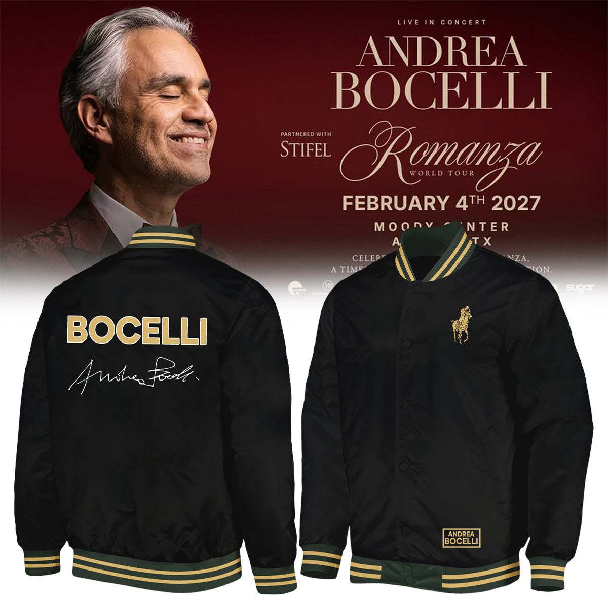 30th Anniversary World Tour Bomber Jacket Andrea Bocelli Clothing Unique Gift For Fans - Foxy23shop