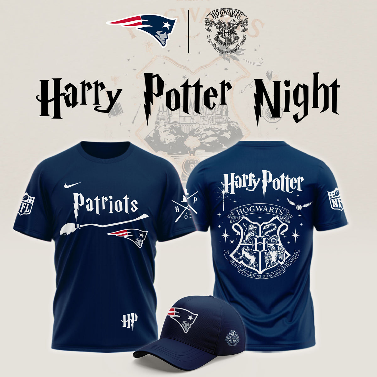 New England Patriots x Harry Potter Night 2026 T-Shirt Unique Gifts For Potterheads - Foxy23shop