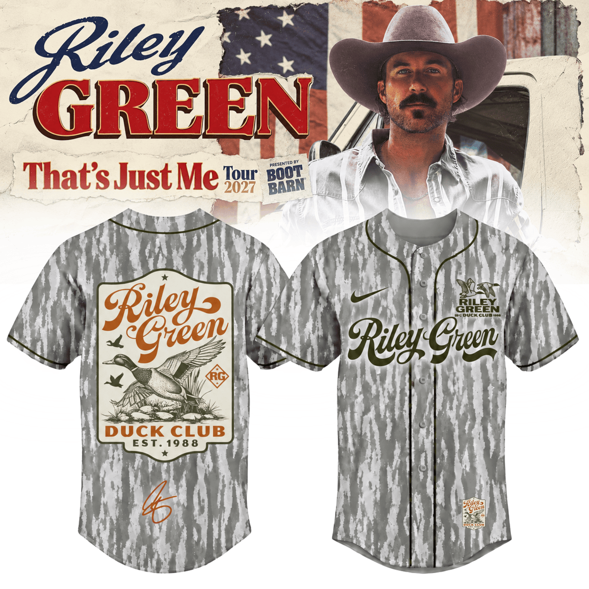 Riley Green Thats Just Me Tour 2027 Signature Jersey Present For Riley Green Fans - Foxy23shop