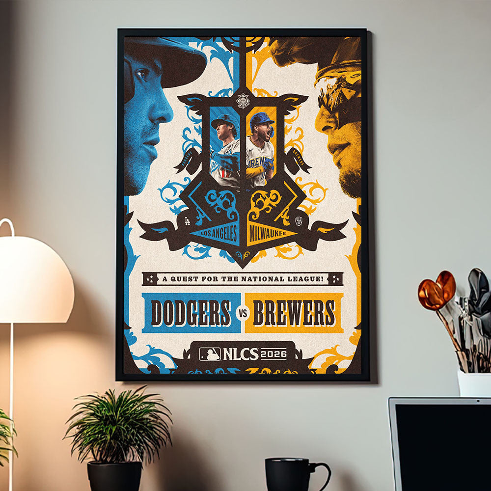 MLB Los Angeles Dodgers Vs Milwaukee Brewers Poster Baseball Gameday Poster Gift For Fans - Foxy23shop