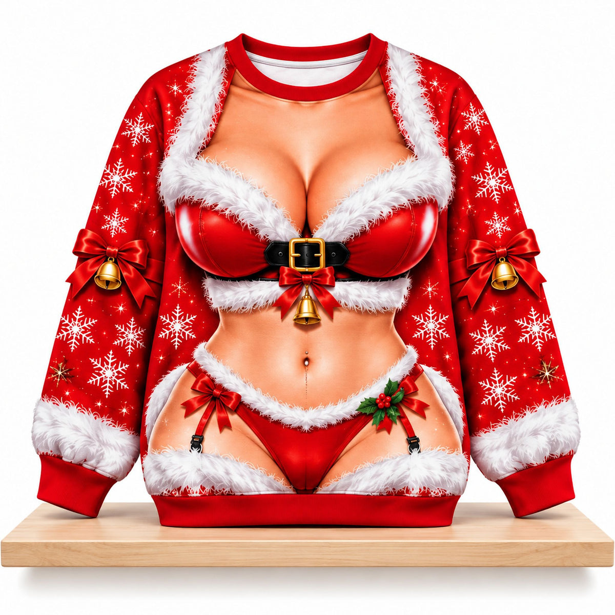 Sexy Santa Red Lingerie Christmas 2026 Ugly Sweater Humorous Xmas Clothing Funny Gift For Wife - Foxy23shop