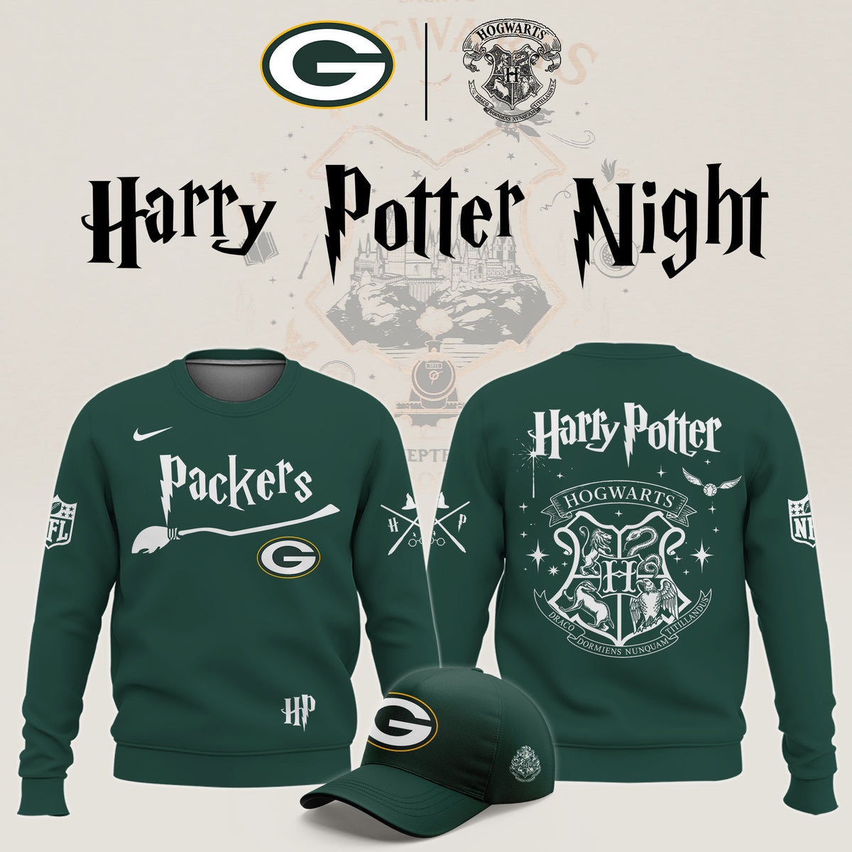 Green Bay Packers x Harry Potter Night Sweatshirt Best Gifts For Cheeseheads - Foxy23shop