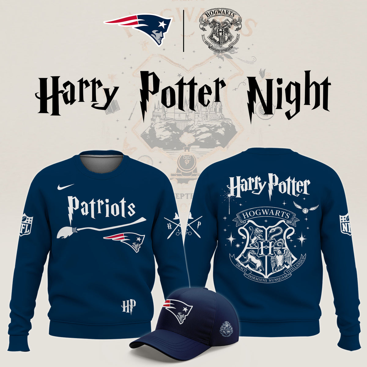 New England Patriots x Harry Potter Night Sweatshirt Best Presents For Potterheads - Foxy23shop
