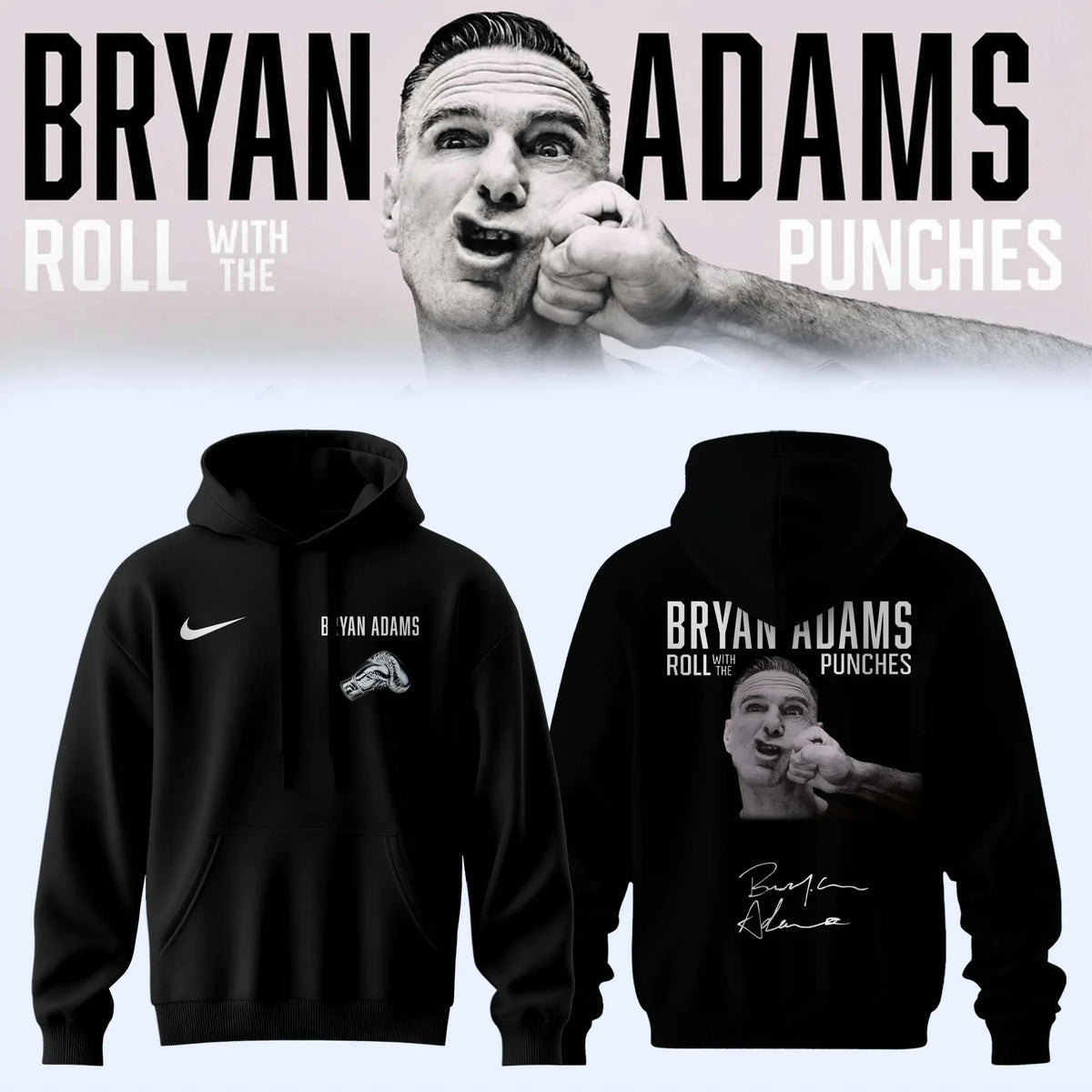 Bryan Adams Roll With The Punches Tour 2026 27 Signature Hoodie Bryan Adams Apparel Fan Gift - Foxy23shop