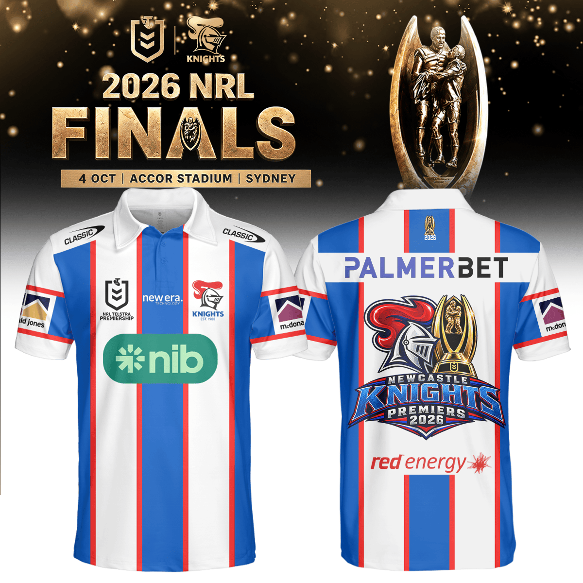 Newcastle Knights NRL Premiers 2026 Polo Shirt Newcastle Knights Clothing Presents For Rugby Lover - Foxy23shop